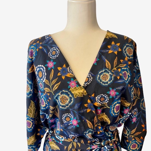 Eliza J Floral Hi-Lo Surplice Knee Length Dress Woman’s 20 Plus Size - Picture 4 of 12